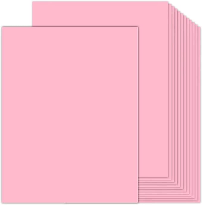 100 Sheets Pink Cardstock 8.5 x 11 Thick Paper, Goefun 80lb Card Stock Printer by Goefun