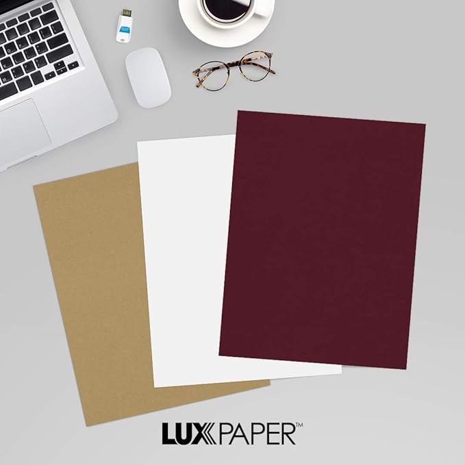 LUXPaper 8.5" x 11" Cardstock | Letter Size | Burgundy Linen | 100lb. Cover | 1 - Image 9