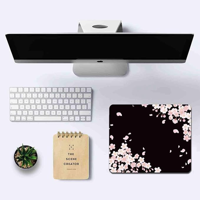 IMAYONDIA Cute Pink Flowers Mouse Pad, Cherry Blossom Mouse Pad, Serene - Image 6