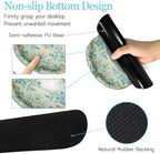 LIMKRIAN Floral Desk Mat Set, Cute Green Mouse Pad with Gel Wrist Rest | Ergonomic Shape Design, XXL Large Desk Pad Stitched Edges, Keyboard Wrist Support, Coaster, Desk Accessories Decor for Women