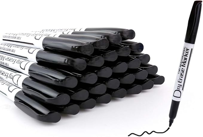 Volcanics Black Dry Erase Markers Low Odor Fine Whiteboard Markers Thin Box of - Image 2