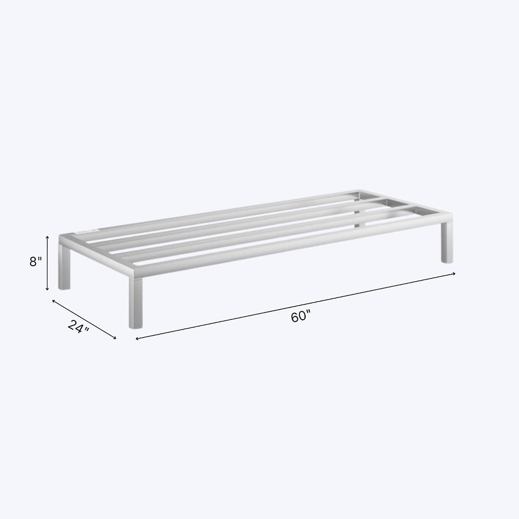 60'' x 24'' x 8'' aluminum welded nsf showing dimensions