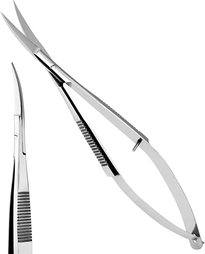 Cross Edge Curved Spring Scissors 5 Inch Stainless Steel Precision Eyebrow & by MyLashToolsByCrossEdge