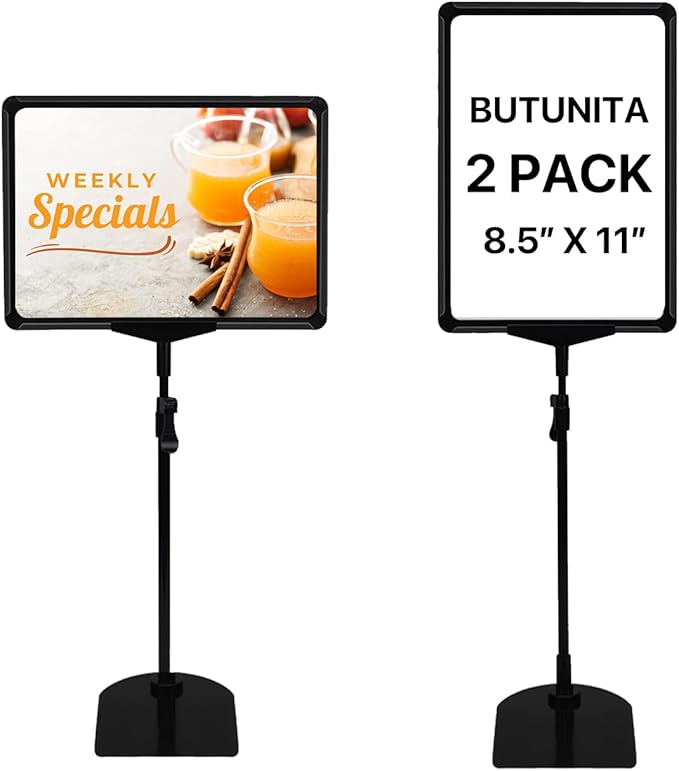 BUTUNITA Sign Holder Stand, 8.5x11 Inch Adjustable Tabletop Sign Holder Floor - Image 8