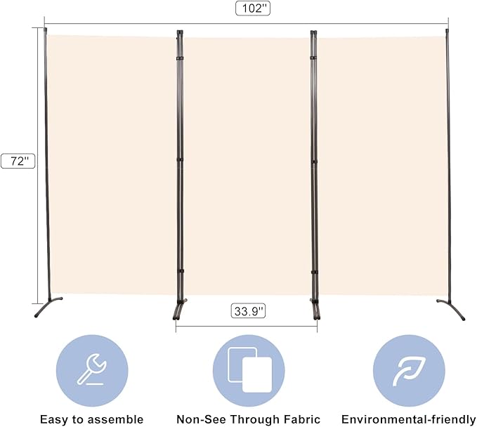 Room Divider 6FT Folding Privacy Screens, 3 Panel Partition Room Dividers - Image 5