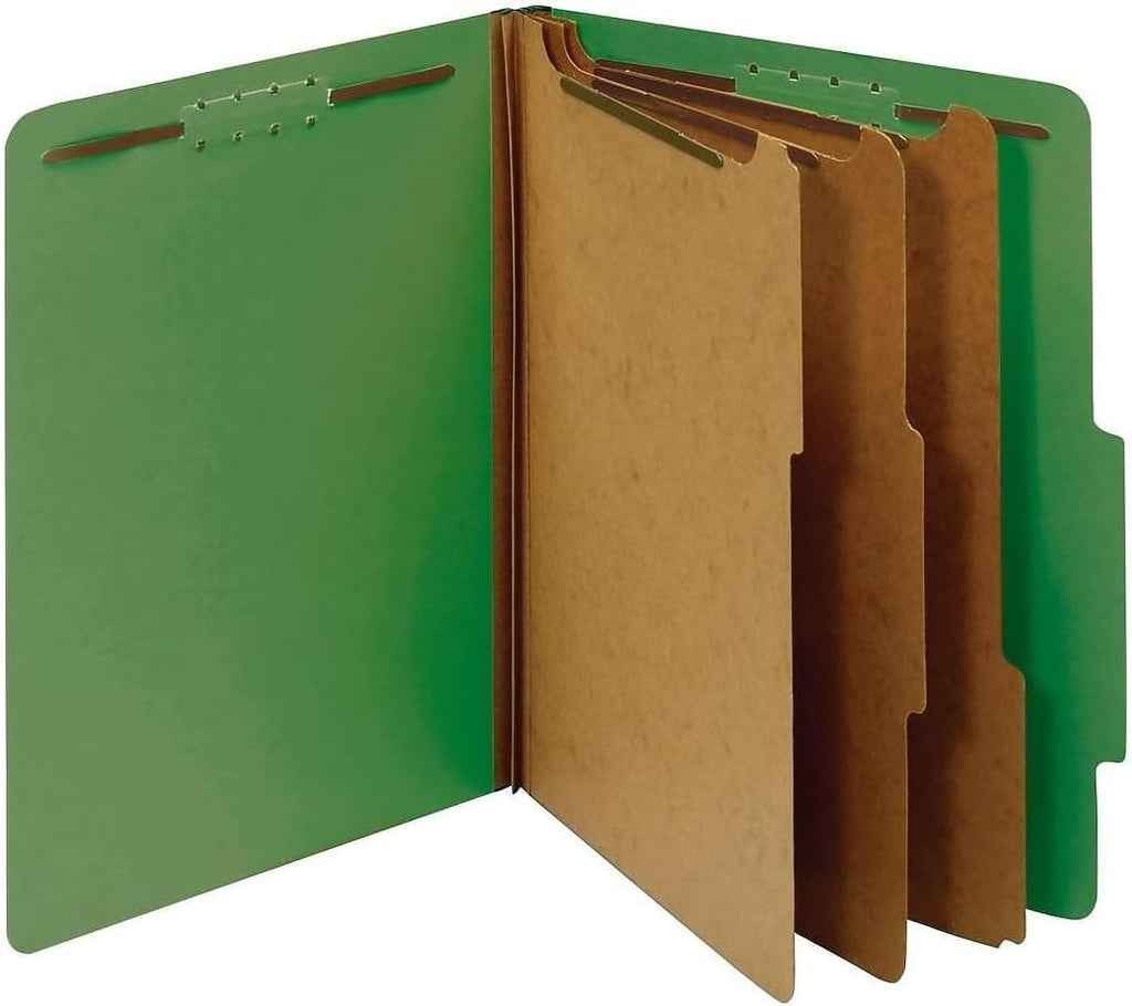 Pendaflex Classification Folders, Standard, 3 Dividers, Embedded Fasteners, 2/5 Cut Tab, Dark Green, Letter, 10/BX (24097), Letter (Pack of 5)