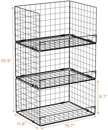 Yociyoga 3-Tier Stackable Closet Organizers and Storage Shelves, Foldable Clo...
