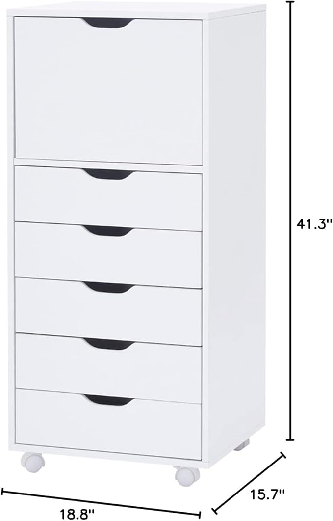 Naomi Home Carly 6-Drawer Craft & Office Storage Cabinet – Rolling Storage - Image 2
