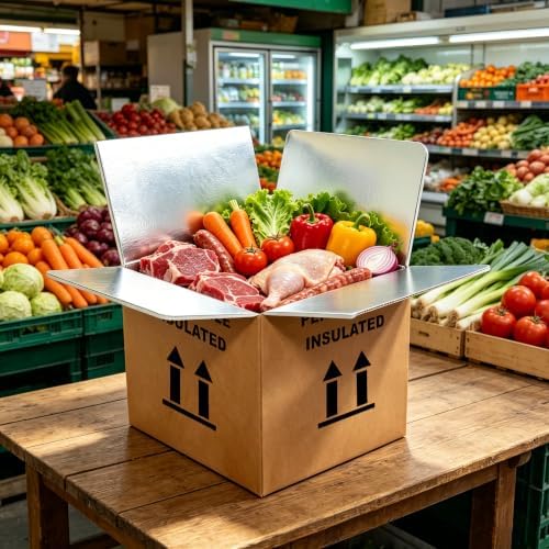 12" x 12" x 12" insulated shipping boxes, front angle view
