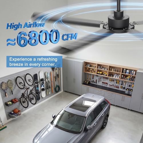 ohniyou 60'' industrial ceiling fan no light for shown in use