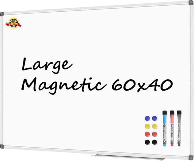 Lockways Large 60" x 40" Magnetic Dry Erase White Board by Lockways