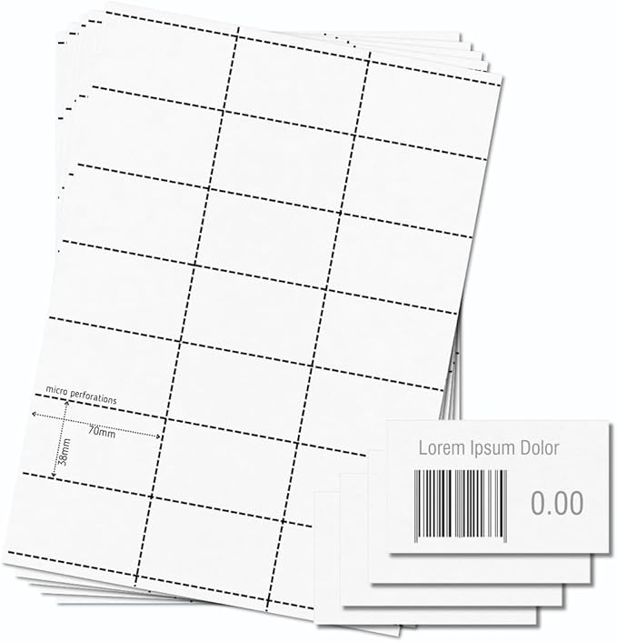OfficeGear Shelf Edge Barcode Price Ticket Labels 21-up 38x70mm Custom by OfficeGear