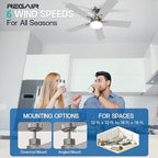 ceiling fan with light 42-inch, remote control reversible, side view