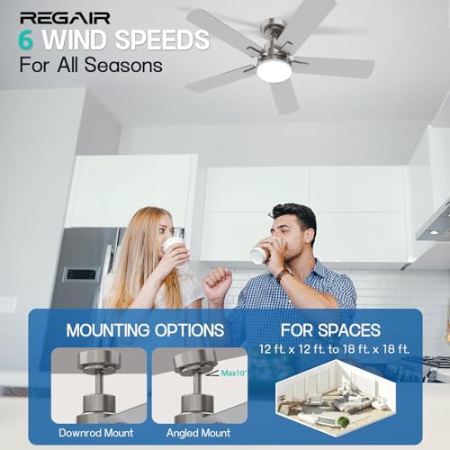 ceiling fan with light 42-inch, remote control reversible, side view