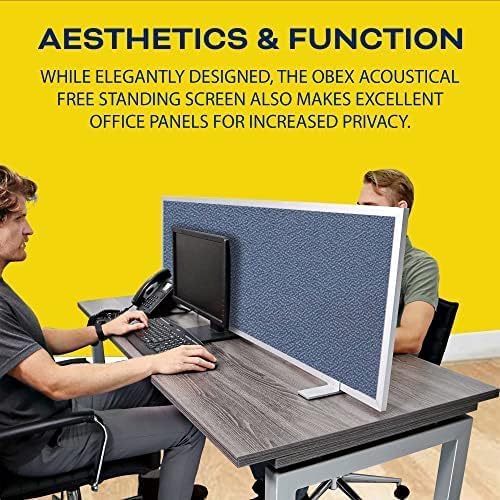 OBEX Acoustical Free Standing Privacy Screen, Cubicle Accessories Desk Privacy - Image 2