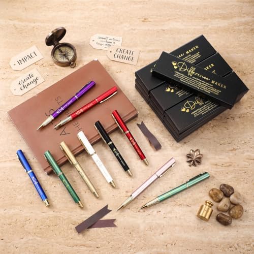 PerKoop 10 Sets Difference Maker Gifts, Appreciation Pens with Boxes | Difference Maker Gifts for Men Women, Inspirational Gifts for Boss Employee Coworker Teacher, Appreciation Party Favors