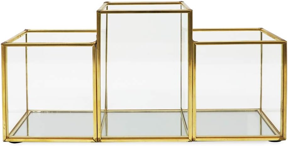 Isaac Jacobs 3-Compartment Organizer with Mirror Base 9.3"L x 3.1"W...