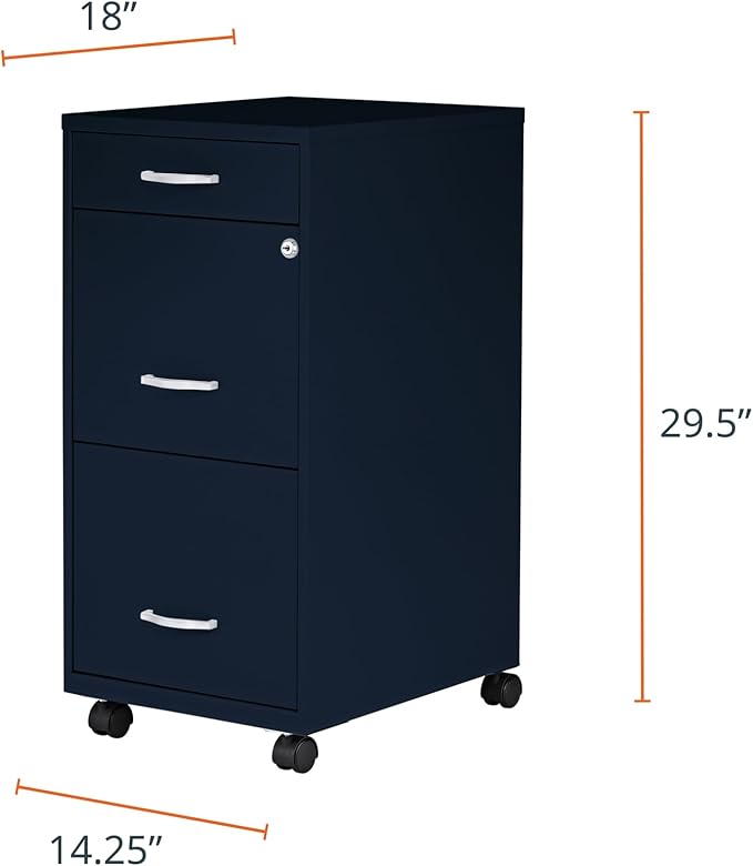 LYS SOHO Box/File/File Mobile Navy File Cabinet, 3 Drawer - Image 2