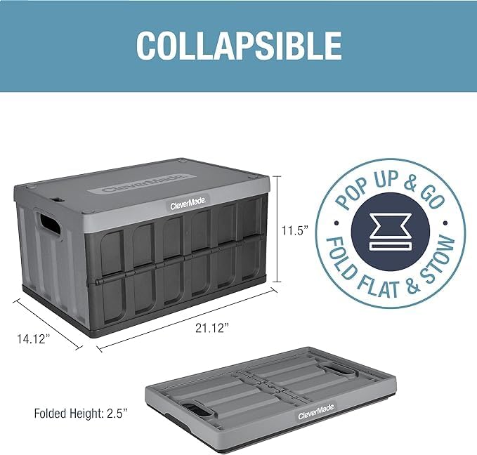 clevermade collapsible storage bins with lids, 46l 3 shown in use