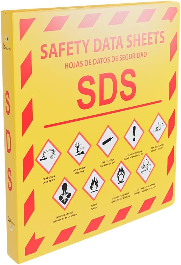 (YS), 1 Pack, SDS Binder - 2024 Requirements, Heavy Duty 1.5 Inch, 3 Ring Safety Data Sheet SDS Binder