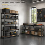 garage shelving, 36"w x 16"d x 72"h, 5-tier, front angle view