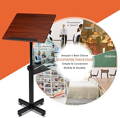 Bonnlo Classic Lectern Podium Stand, Height Adjustable Church Classroom Lectu...