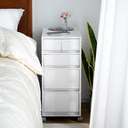 White Rolling Filing Cabinet with Caster Wheels 4 Drawer Vertical Storagefor Home Office & Bedroom Mobile Storage Solution for Documents & Supplies,/White-4 Drawers