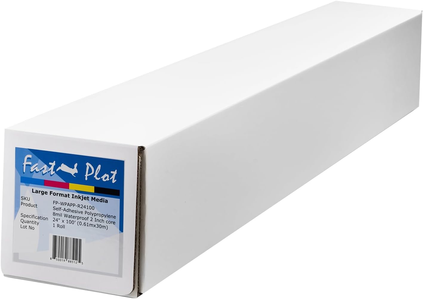 FastPlot Self Adhesive Polypropylene Banner 8 mil Waterproof - 24 Inches x100 Feet / 2 Inches Core