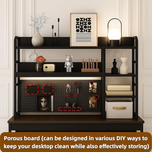 Desktop Bookshelf, pegboard Storage and Organization Rack, Dorm Desk Shelf, D...
