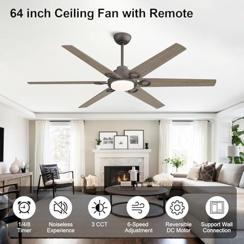 wingbo ceiling fan with lights - 64 inch shown in use