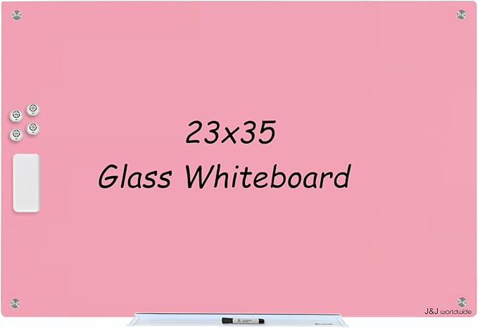 Magnetic Whiteboard, Tempered Glass White Board Frameless, Home School Supplies by JJworldwide