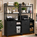homieasy vertical filing cabinet with bookshelf for home shown in use