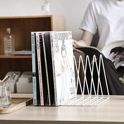 Sooyee 9 Slot White Magazine Holder, Desktop File Sorter Organizer Triangle - Image 4