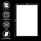 OcePor 100 Sheets White Cardstock 12” x 18”, 92lb/250gsm Black Card Stock - Image 2