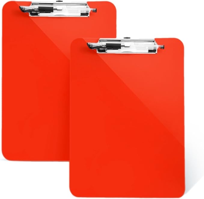 TFDLCG zm 2 PCS Red Plastic Clipboards Nursing Clipboard, Teacher Clip Boards by TFDLCGzm