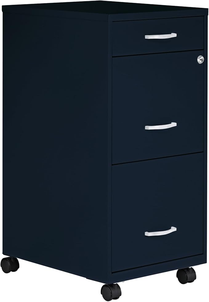 LYS SOHO Box/File/File Mobile Navy File Cabinet, 3 Drawer by Lorell