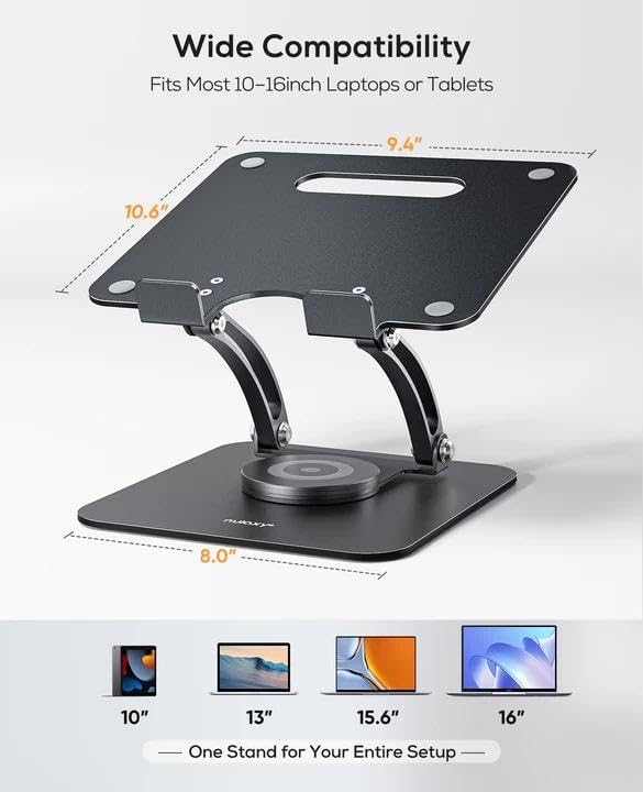 Nulaxy 360° Rotating Ergonomic Laptop Stand for Desk, Dual Foldable Design