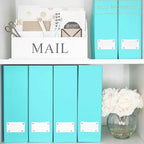 BLU MONACO Set of 6 Aqua Magazine File Holders | Foldable Magazine Storage Boxes - Image 4