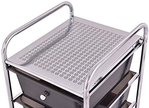 Giantex 4 Drawers Cart Storage Bin Organizer Rolling Storage Cart Metal Frame - Image 7