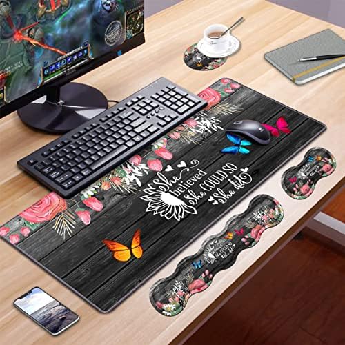 Ergonomic Keyboard Wrist Rest and Mouse Pad Wrist Rest Set, Large XXL Gaming ...
