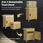 dreamade 5-drawer tool chest combo, rolling tool cabinet, side view