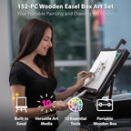 colour block 152-piece wooden easel art supplies set shown in use
