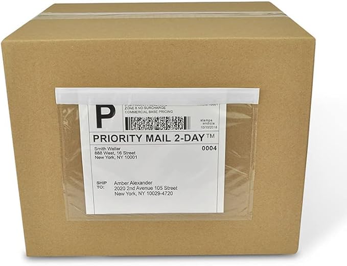 BEUYI Clear 7.5'' x 5.5'' Packing List Envelopes, Adhesive Shipping Label - Image 4