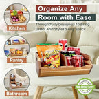 acacia wood pantry storage bins, stackable 3-piece set, package contents