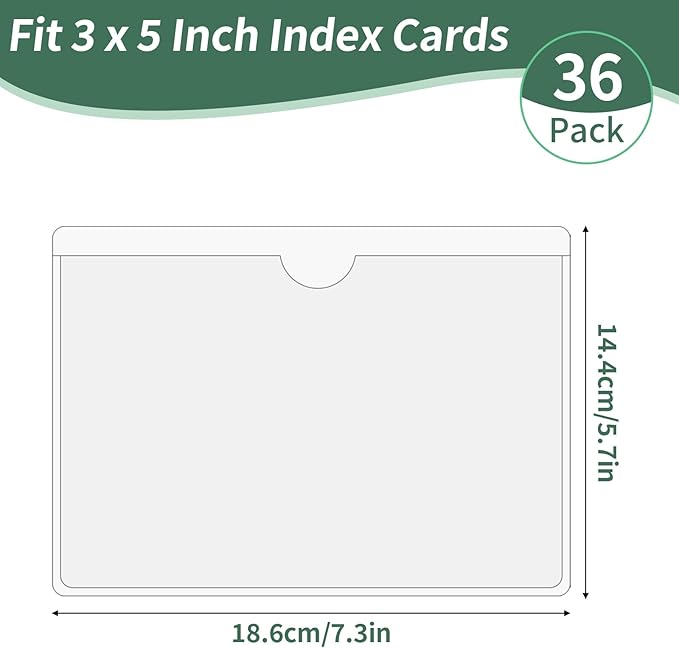 NIUBIER Storage Bin Labels, 36 Pack 5x7 Index Card Holder, Removable Tote - Image 2