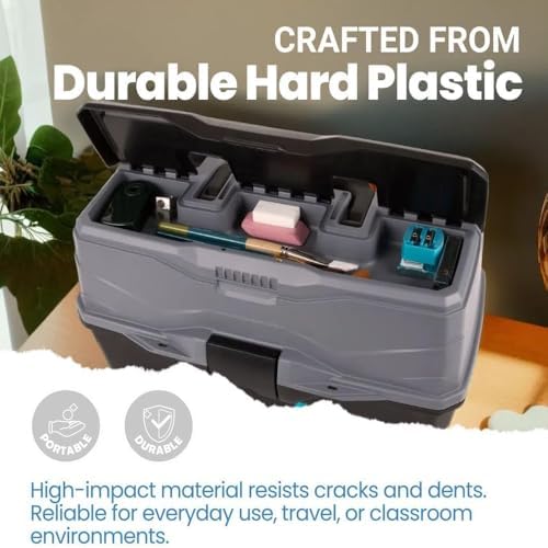 artbin 3-tray art supply box with handle, durable, package contents