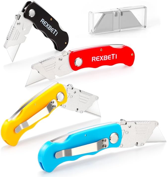 REXBETI 4-Pack Folding Pocket Utility Knife Quick-change SK5 Box Cutter - Image 7