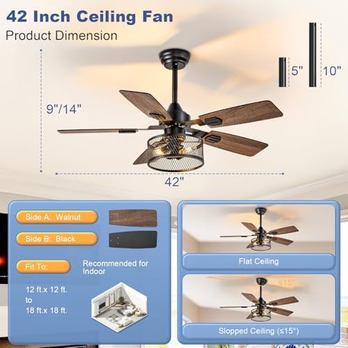 depuley 42-inch ceiling fans with lights: caged ceiling, package contents