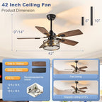 depuley 42-inch ceiling fans with lights: caged ceiling, package contents