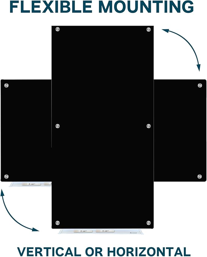 J&J worldwide Glass Whiteboard 6' x 4', Magnetic Black Glass Dry Erase Board - Image 5
